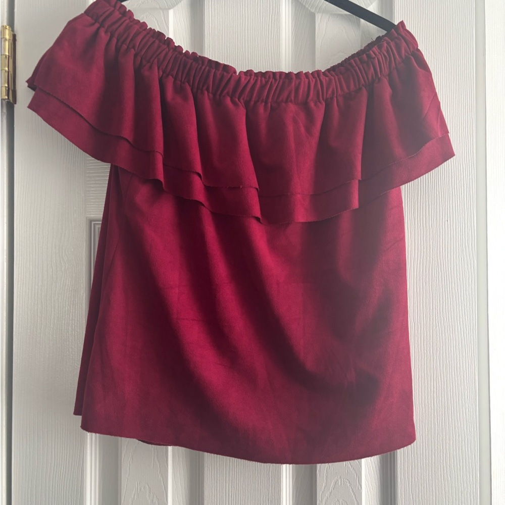 Young Fabulous & Broke Burgundy Ruffle Blouse